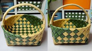 How to craft rattan basket with handle diy diybasket handmade [upl. by Lakim256]