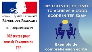 TEF Canada compréhension écrite  TEF Canada Reading exercise  102 textes  réussir le TEF [upl. by Anotal]