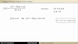 Wyznacz miejsca zerowe funkcji  zadanie 6 [upl. by Naasah]