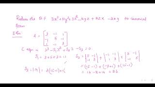 Reduction of Quadratic form to canonical form [upl. by Namsaj]