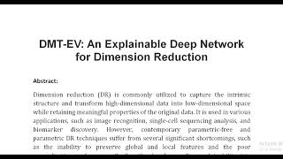 DMT EV An Explainable Deep Network for Dimension Reduction [upl. by Urbas957]