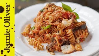 Tomato Aubergine amp Ricotta Pasta  Jamie Oliver  Everyday Super Food [upl. by Frans]