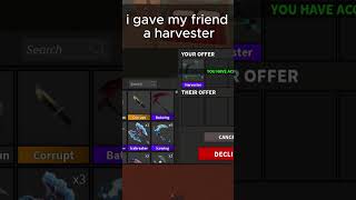 Gave away harvester roblox robloxmm2 mm2roblox mm2fyp shorts [upl. by Ihcego]