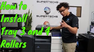 How to change tray 3 and 4 rollers on Konica copiers 654e754e [upl. by Gavette]