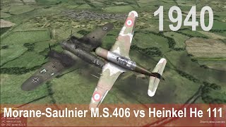 IL2 1946 Aircombat MoraneSaulnier MS406 vs Heinkel He 111 [upl. by Sej]