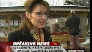 Gov Palin pardons turkey at turkey slaughter [upl. by Inaliak]