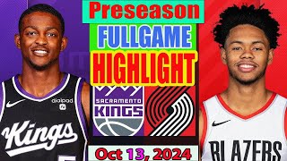 Portland Trail Blazers vs Sacramento Kings FULLGAME Qtr Oct 13 2024 Highlights  NBA Preseason [upl. by Lauren959]