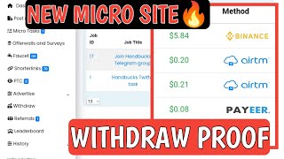 New Micro Legit site  handbucks withdraw proof  new earning real website handbuckscom [upl. by Akahc524]