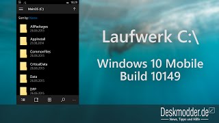 Windows 10 Mobile Build 10149 DateiExplorer Laufwerk C\ [upl. by Yesoj543]