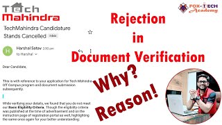 Tech Mahindra Rejection after document upload  Tech Mahindra Rejection Email Document Verification [upl. by Sitnik10]