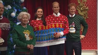 Royal waxworks wear Christmas jumpers [upl. by Ak]