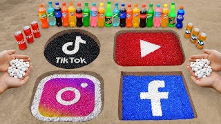 CocaCola amp Mentos vs Facebook Instagram TikTok YouTube Logos with Orbeez [upl. by Eerdua]