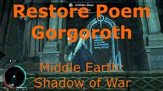 Restore Poem Gorgoroth Ithildin Door Middle Earth Shadow of War [upl. by Oigimer]