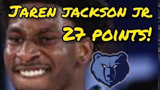 🙍 Jaren Jackson Jr SCORES 27 Points  Memphis grizzles basketball  Grizzlies vs Sixers 11224 [upl. by Czarra]