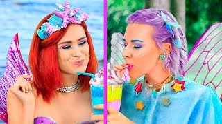 8 DIY Amazing Mermaid Food vs Fairy Food Challenge [upl. by Ahsinyd778]