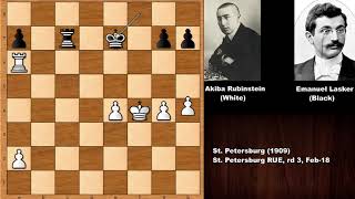 The First Meeting Akiba Rubinstein vs Emanuel Lasker  St Petersburg 1909 [upl. by Maxima]