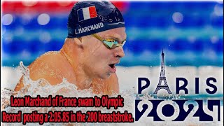 Leon Marchand win 200m breaststroke at Paris 2024 [upl. by Idas528]