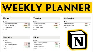 How To Build A Weekly Planner In Notion Easy Tutorial [upl. by Ike368]