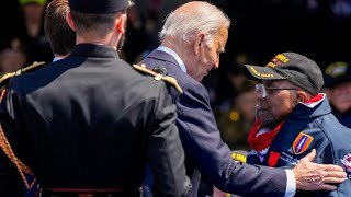 Biden commemorates DDay in Normandy with message for Ukraine [upl. by Attenev]