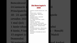 Zile libere legale în anul 2025 [upl. by Judah]