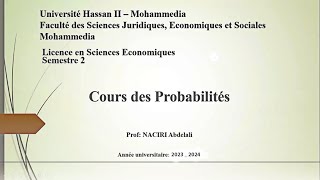 Cours des Probabilités s2  Séance 1 [upl. by Cutlerr360]