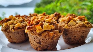 MUFFINS DE AVENA y MANZANA SIN AZUCAR SIN HUEVO SIN LACTOSA SALUDABLES VEGANOS Recetas de Gri [upl. by Dorej535]