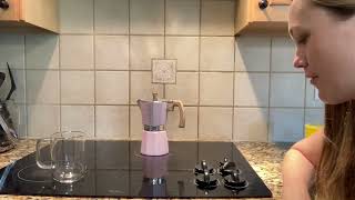 Review of the GROSCHE Milano Moka pot Stovetop Espresso Maker Greca Coffee Maker Pink 9 cup [upl. by Weir]