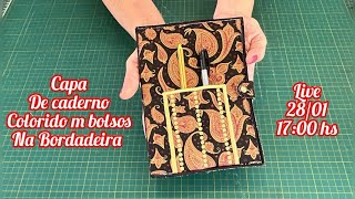 Como fazer capa de agenda caderneta de vacina caderno com porta canetas e bolso p documentos [upl. by Nilyam497]