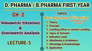 Non aqueous titrationvolumetric analysisch2L5DPharmaBPharma first year [upl. by Terzas435]