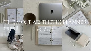 the MOST AESTHETIC planner for 2024  walkthru  neutral  clean girl aesthetic [upl. by Starinsky509]