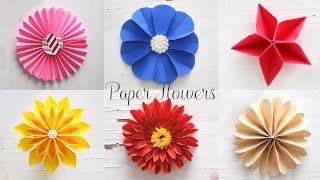 6 Easy Paper Flowers  Flower Making  DIY [upl. by Encrata710]