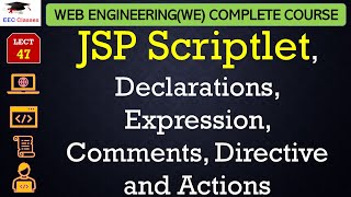 L47 JSP Scriptlet Declarations Expression Comments Directive and Actions  Web Engineering [upl. by Yanad]