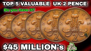 MOST VALUABLE TOP 5 UK 2 PENCE COINS POCKET CHANGE COINS MILLION DOLLARS [upl. by Dorette927]