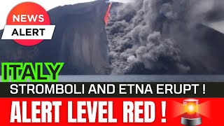 Concern about major eruption  Both Volcanoes erupt at the same time  Italy Stromboli Etna [upl. by Ecaj]