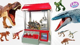 Over 30 Jurassic World Dinosaur in Claw Machine Game  Mosasaurus vs TRex [upl. by Keavy114]