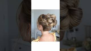 Lace Braid High Bun • Full tutorial in description hairstyles hairstyletutorial hairshorts hair [upl. by Anelej]