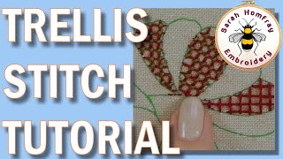 Crewel Embroidery  Trellis stitch  Hand embroidery video tutorial [upl. by Bledsoe]