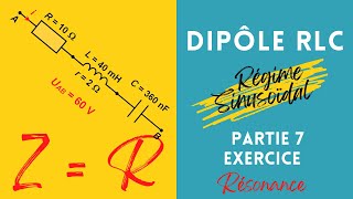 Dipôle RLC en régime sinusoïdal 7 Exercice sur la résonance dintensité [upl. by Aseen108]