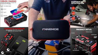 FNNEMGE Car Jump Starter 2500A Peak 24800mAh 12V Super Safe Jump Starter [upl. by Atilal]