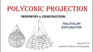 POLYCONIC PROJECTION CONSTRUCTION PROPERTIES amp USE  Map projection  Malayalam explanation [upl. by Wu]