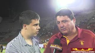 USC defensive line coach Ed Orgeron post Hawaii [upl. by Hatfield683]