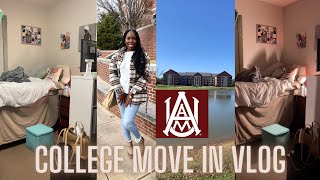 COLLEGE MOVE IN VLOG spring semester alabama aampm university dorm tour moving vlog hbcu vlog [upl. by Kcirrek]