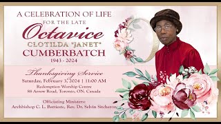 A Celebration Of Life  Octavice Clotilda quotJanetquot Cumberbatch [upl. by Eldwun]