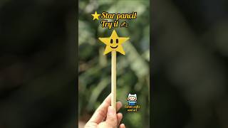 How to make cute star pancil ⭐😚 star pancil love craft art [upl. by Reffinej]