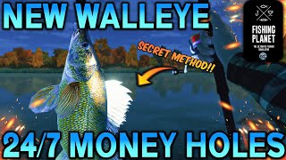 NEW WALLEYE MONEY AND XP HOLES 247 Hack in Emerald Lake Fishing Planet [upl. by Irehj]