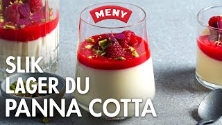 Slik lager du panna cotta med bringebærsaus [upl. by Towill]