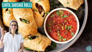 The Sausage in these VEGAN SAUSAGE ROLLS is Made from LENTILS [upl. by Aysahc]