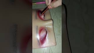 Orange red cut crease eye look Creative eye look tutorial Creative makeup tutorial My vlog [upl. by Ynaittirb393]