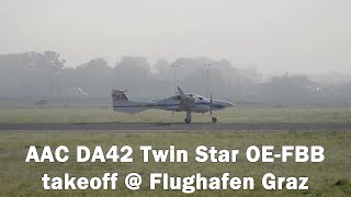 AAC Diamond DA42 Twin Star takeoff  Flughafen Graz  OEFFB [upl. by Nedry497]