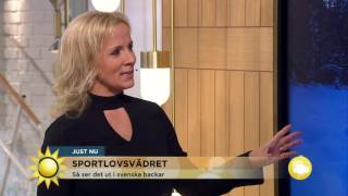 Sportlovsvädret  snödjup och prognos  Nyhetsmorgon TV4 [upl. by Auos285]